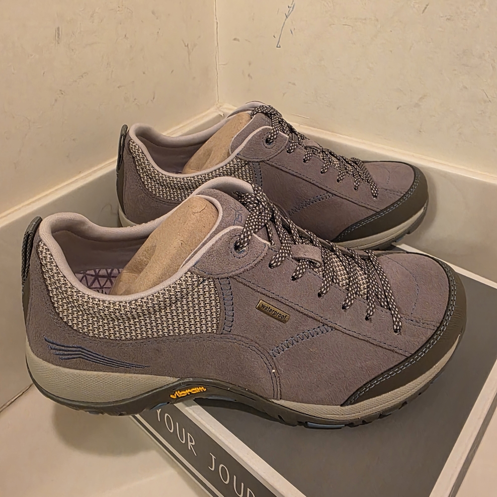 Dansko Gray Sneakers with Leather Mesh Upper - Picture 2 of 6